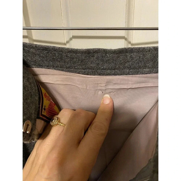 Vintage Austria Loden Gray Wool Felt A-Line Skirt Lined Sz 40 Medium Grandmacore - Picture 7 of 11